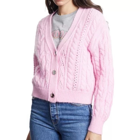 THE KOOPLES Pink cable-knit wool-blend cardigan - Picture 6 of 10